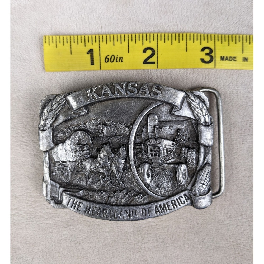 Siskiyou Kansas Belt Buckle 1982 3x2.5 Agriculture Horses Heartland Of America